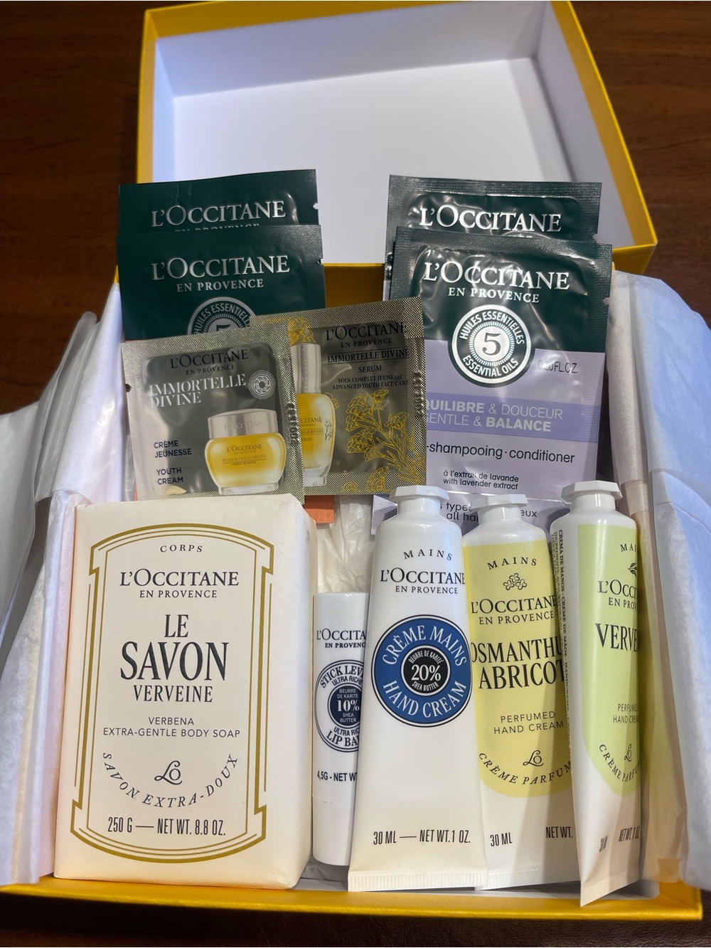 L’OCCITANE en Provence gift set in signature yellow gift box.